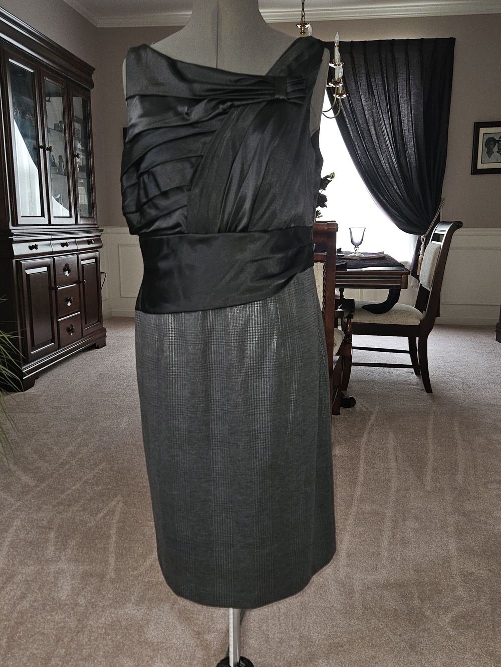SUZI CHIN Black And Grey Cocktail Dress Sz 14